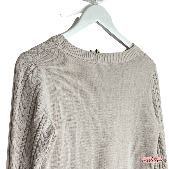 H&M Basic Cream Cotton Braided Knit Longsleeve Slim Fit Sweater [Sz Small] EUC - Picture 6 of 9